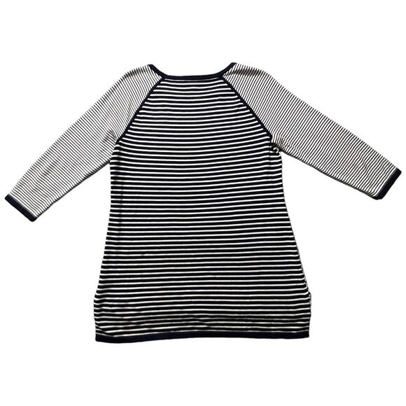 Talbots Medium Striped Long Sleeve Knit Top - Dark Blue & White - Picture 8 of 10